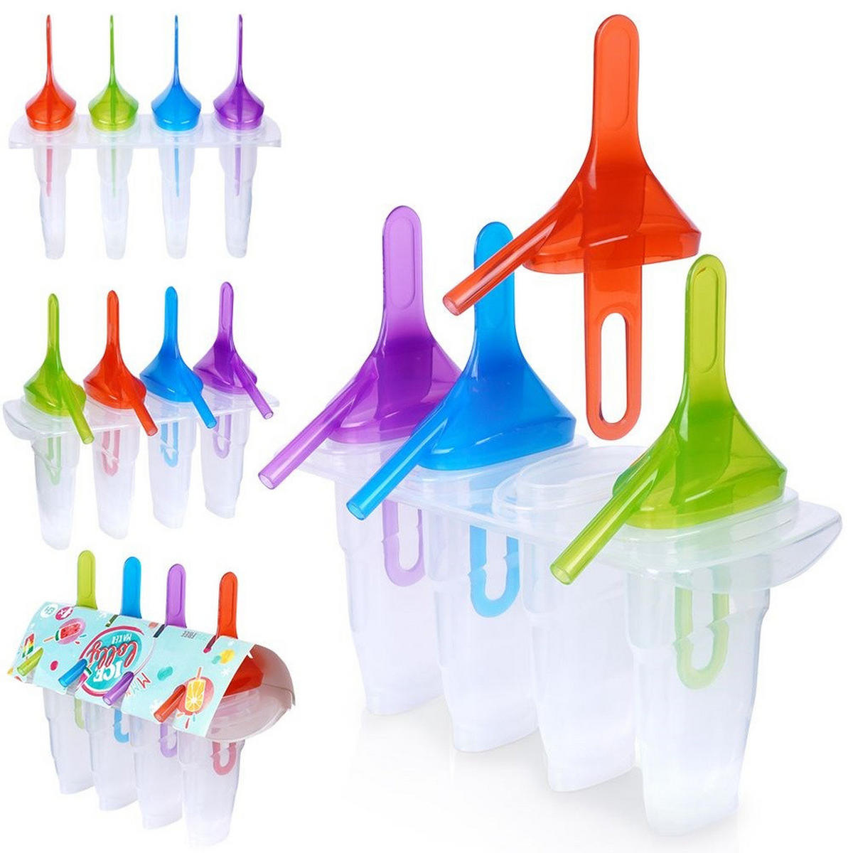 EISCREMEFORM 4 Stück transparent - Multicolor, Kunststoff (21/19/11cm) - Excellent Houseware