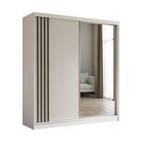 ŠATNÍ SKŘÍŇ S POSUVNÝMI DVEŘMI NELVIA, 200/216/61 cm 2dveřová se zrcadlem, bílá - bílá, kompozitní dřevo (200/216/61cm) - MASSENO