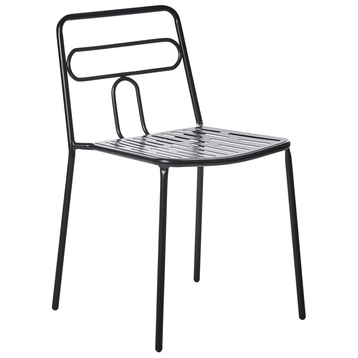 GARTENSTUHL 2er-Set Metall Schwarz Agerola - Schwarz, Metall (48/78/48cm) - Beliani