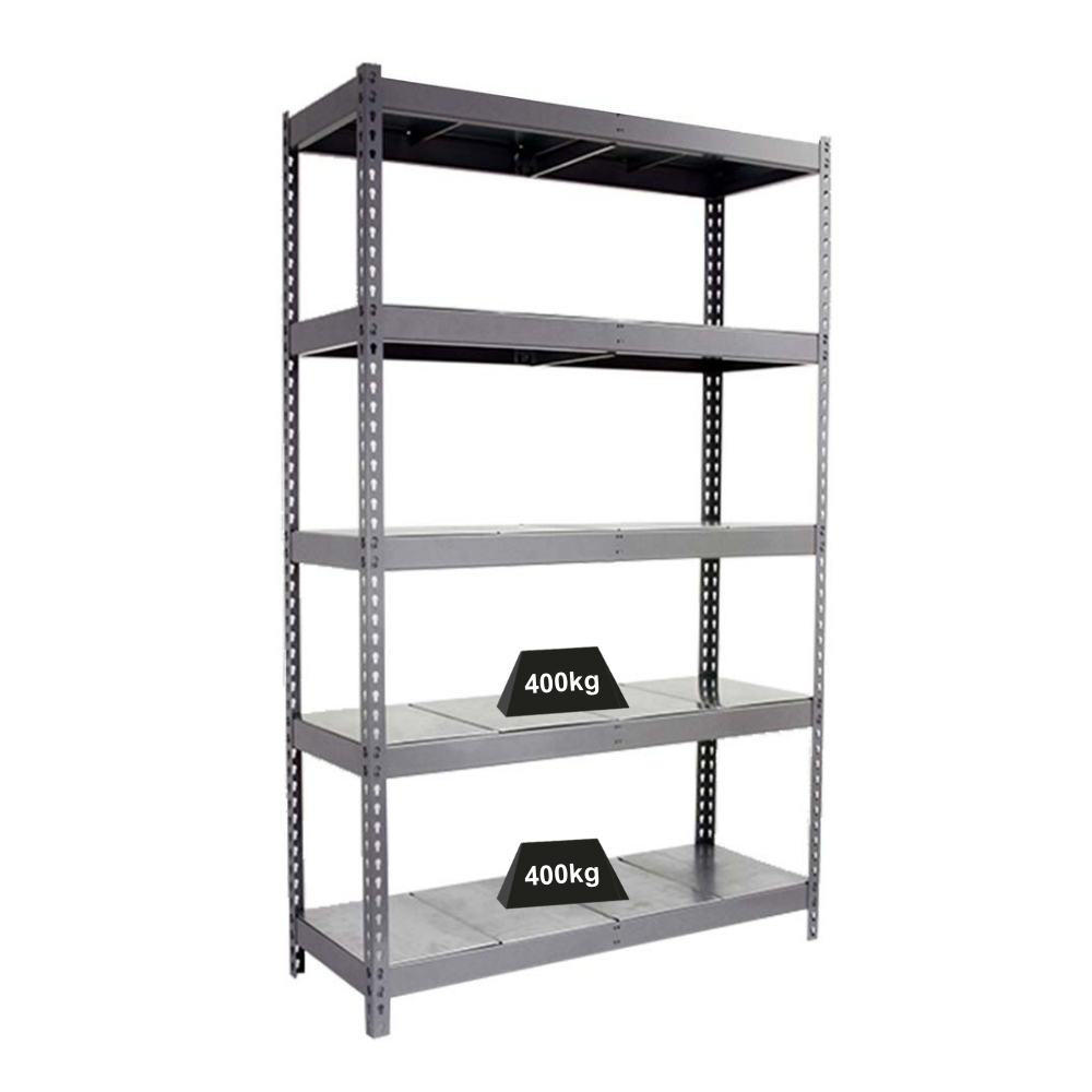 SCHWERLASTREGAL BIG METAL YETI FIVE | HxBxT 200x180x45cm | Fachlast 400kg | Grau - Grau, Metall (180/200/45cm) - PROREGAL