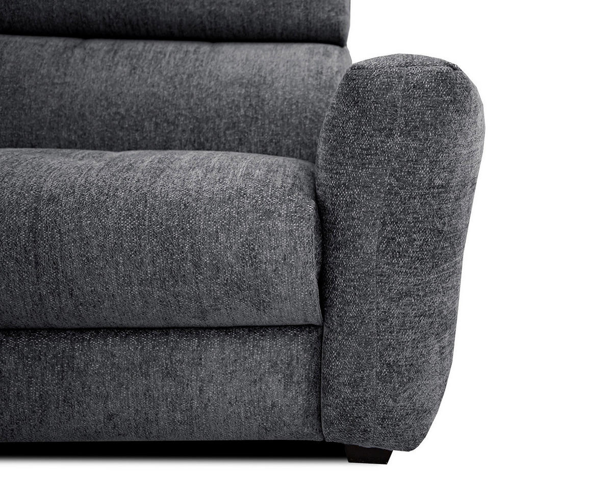 SOFA CALVERA 3-Sitzer mit 1 Relaxfunktion, graphitfarben - Graphitfarben, Holzwerkstoff/Textil (204/79/106cm) - Courtois Laville