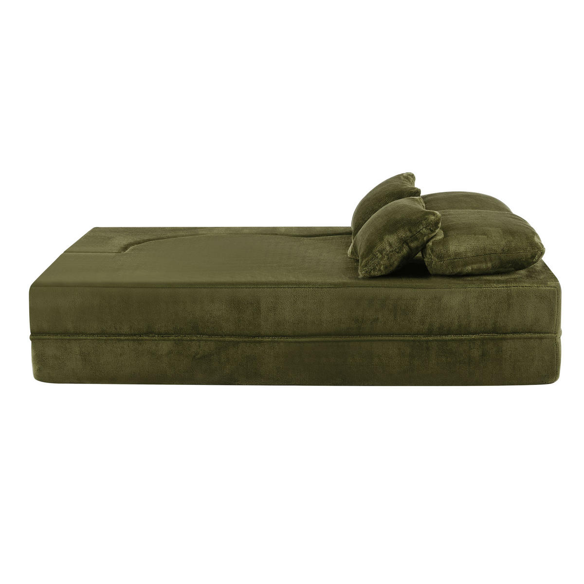 2-SITZER SCHLAFSOFA Flanell Grün mit 4 Kissen - Grün, Textil (198/76/120cm) - WISHDOR