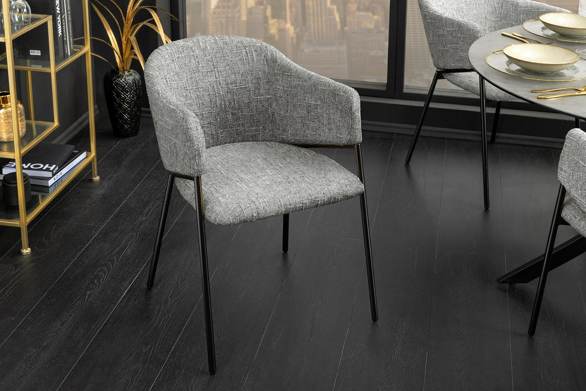 STUHL NOBLESSE Chenille Grau 80 cm - Grau, Textil (54/77/62cm) - riess-ambiente