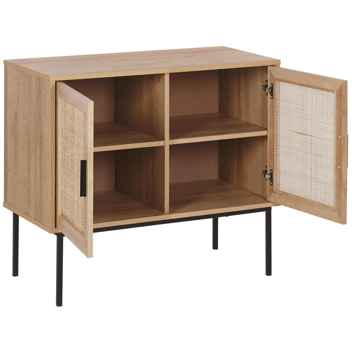 SIDEBOARD Heller Holzfarbton Pasco - Hellbraun/Schwarz, Holzwerkstoff (80/72/40cm) - Beliani