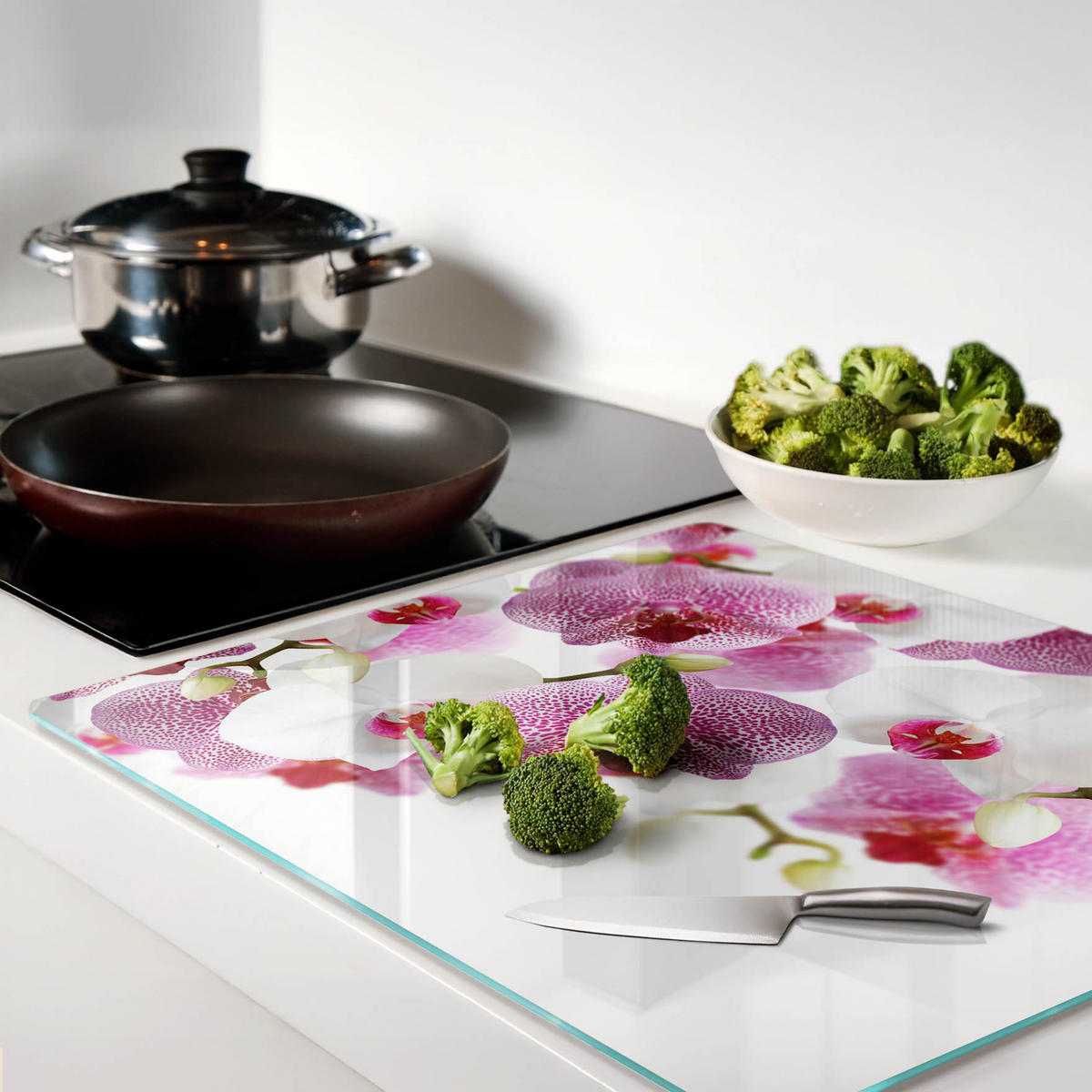GLASPLATTE 60x52 cm Orchidee - Pink, Glas (60/0.4/52cm) - TULUP