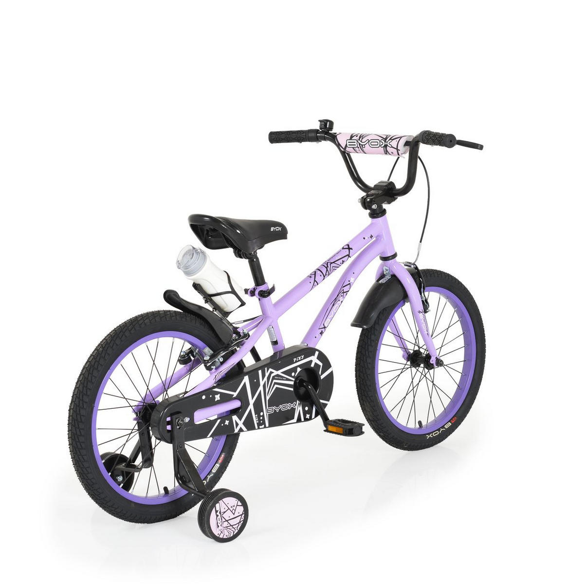 KINDERFAHRRAD 18 Zoll Pixi violett Klingel, Reflektoren, Stützräder, ab 5 Jahre - Violett, Metall (84cm)