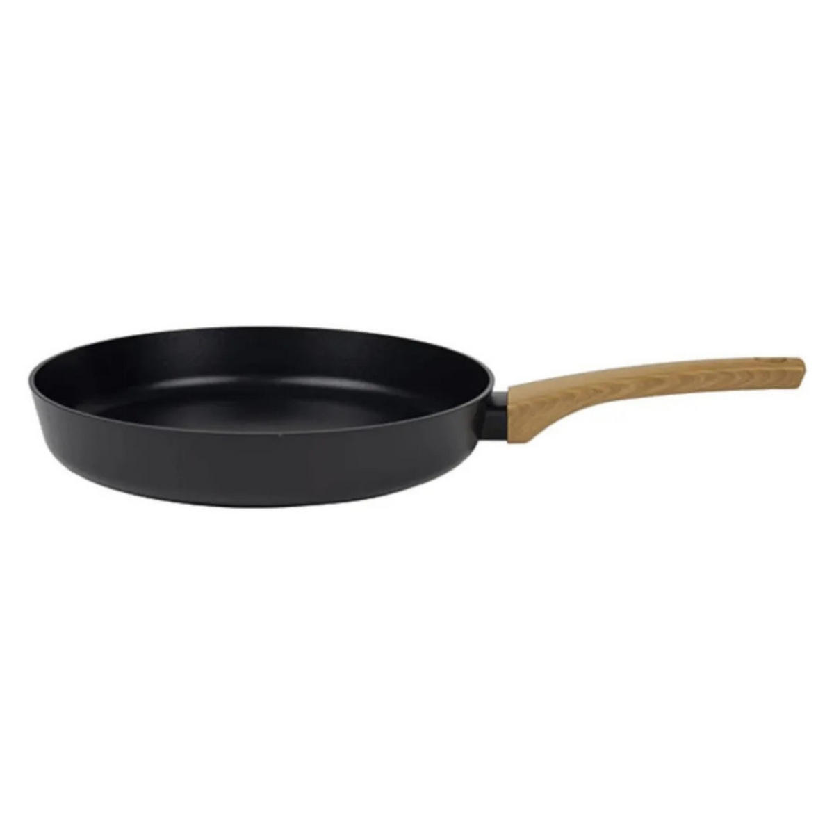 PFANNENSET Terra 3-Teilig, Induktionspfannen Edelstahl, 24cm Schmorpfanne Mit Glasdeckel, 28cm Bratpfanne, Antihaftbeschichtung, Spülmaschinenfest - Schwarz, Glas/Holz - Sabatier