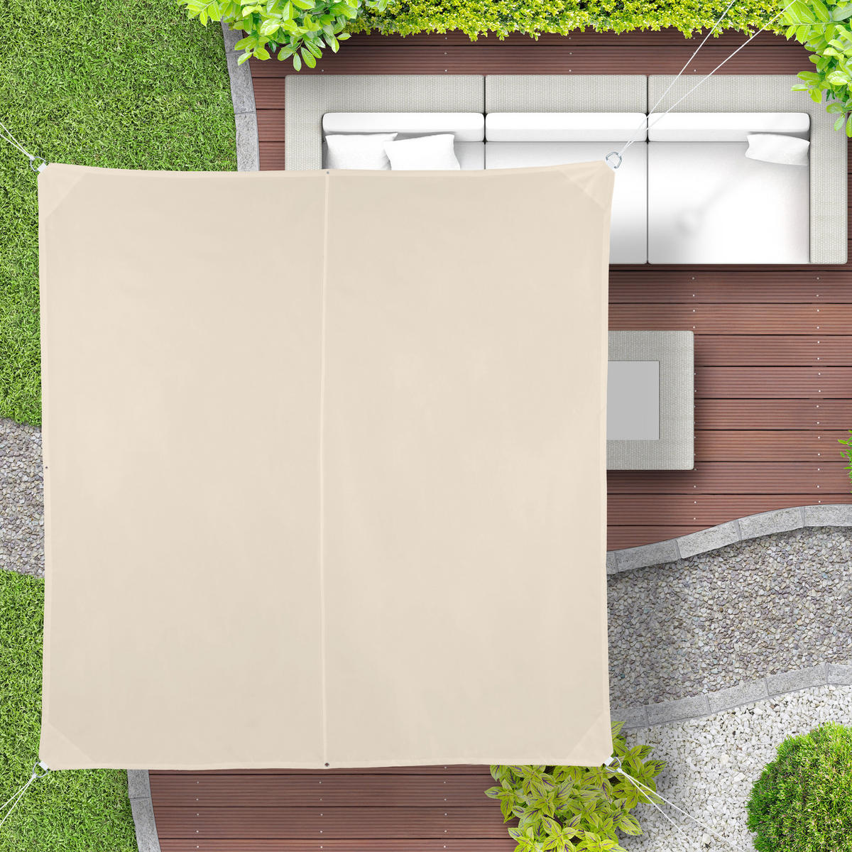 SLNEČNÉ plachty - béžová, kov/textil (400/400cm) - Relaxdays