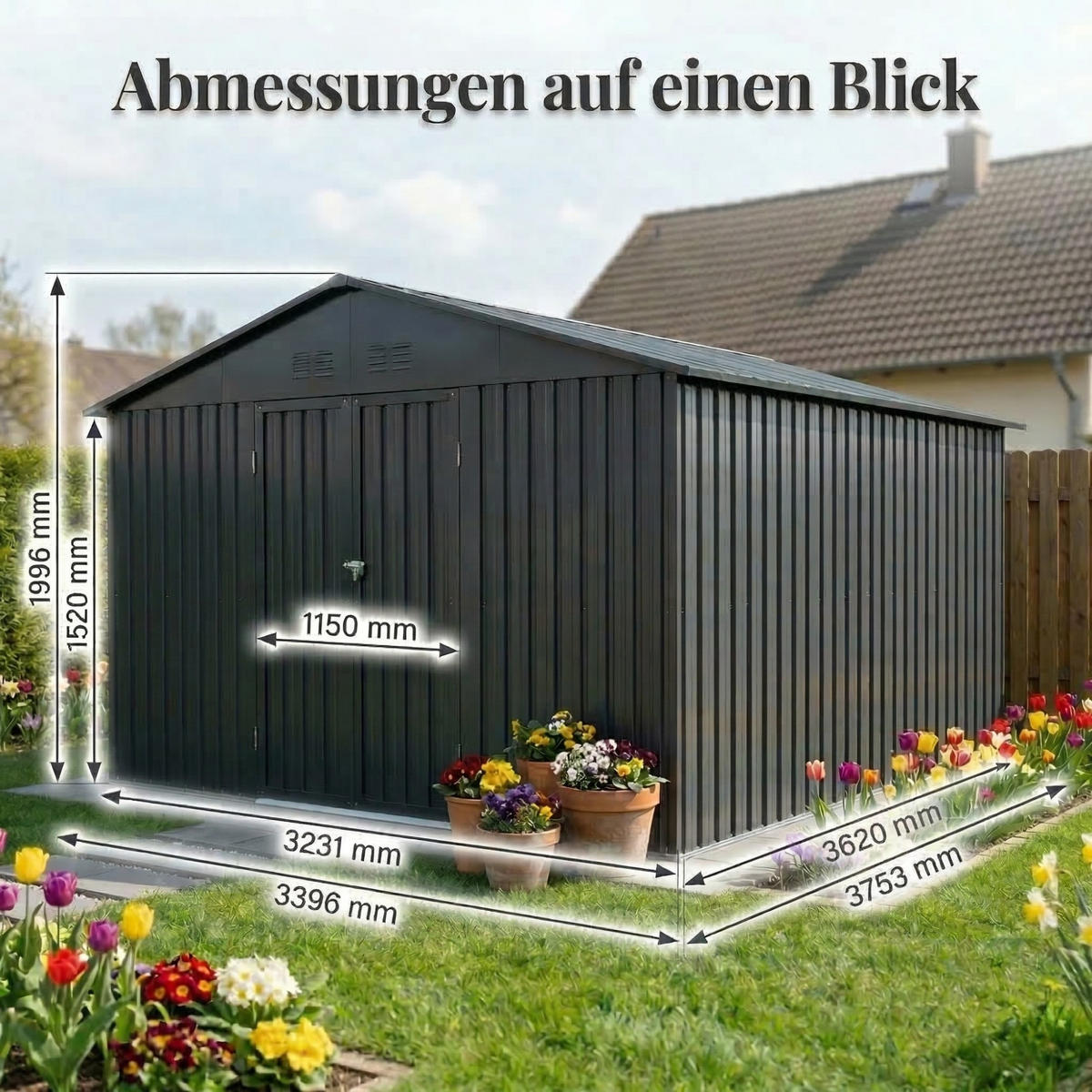 GERÄTEHAUS 5XL - Anthrazit, Metall (339.6/199.6/375.3cm) - Albatros