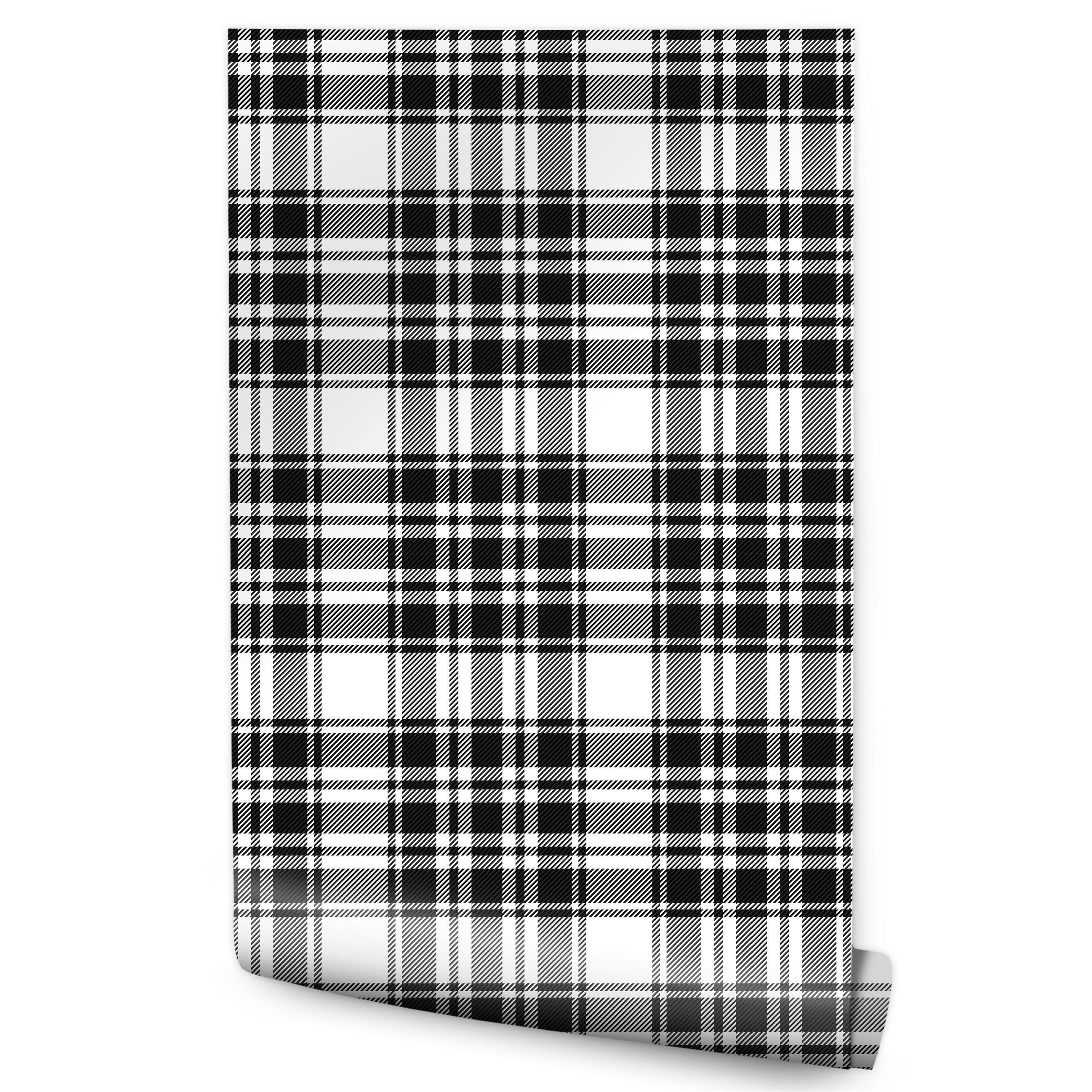 VLIESTAPETE Klassisches Karomuster – Schwarz, Weiß – 50x1000 cm - Schwarz/Weiß, Papier (50/1000cm) - Muralo