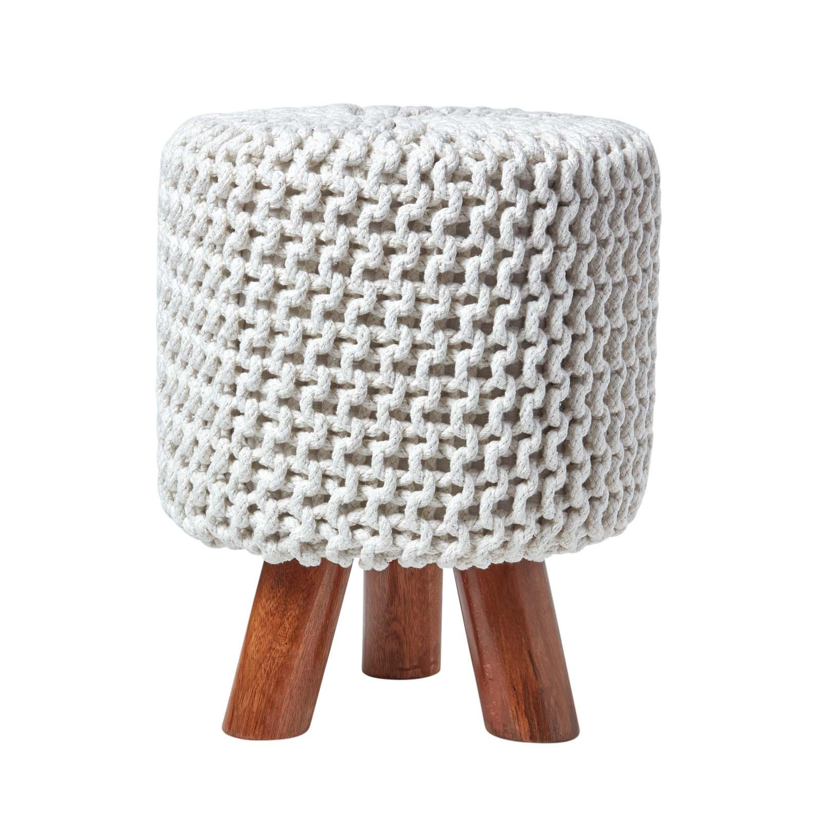 Homescapes Strick-Hocker Natur 32x42x32 cm