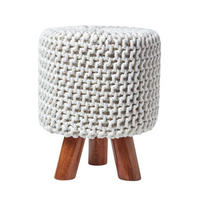 STRICK-HOCKER natur, Dreibein 32/32/42 cm - Naturfarben, Textil (32/42/32cm) - Homescapes