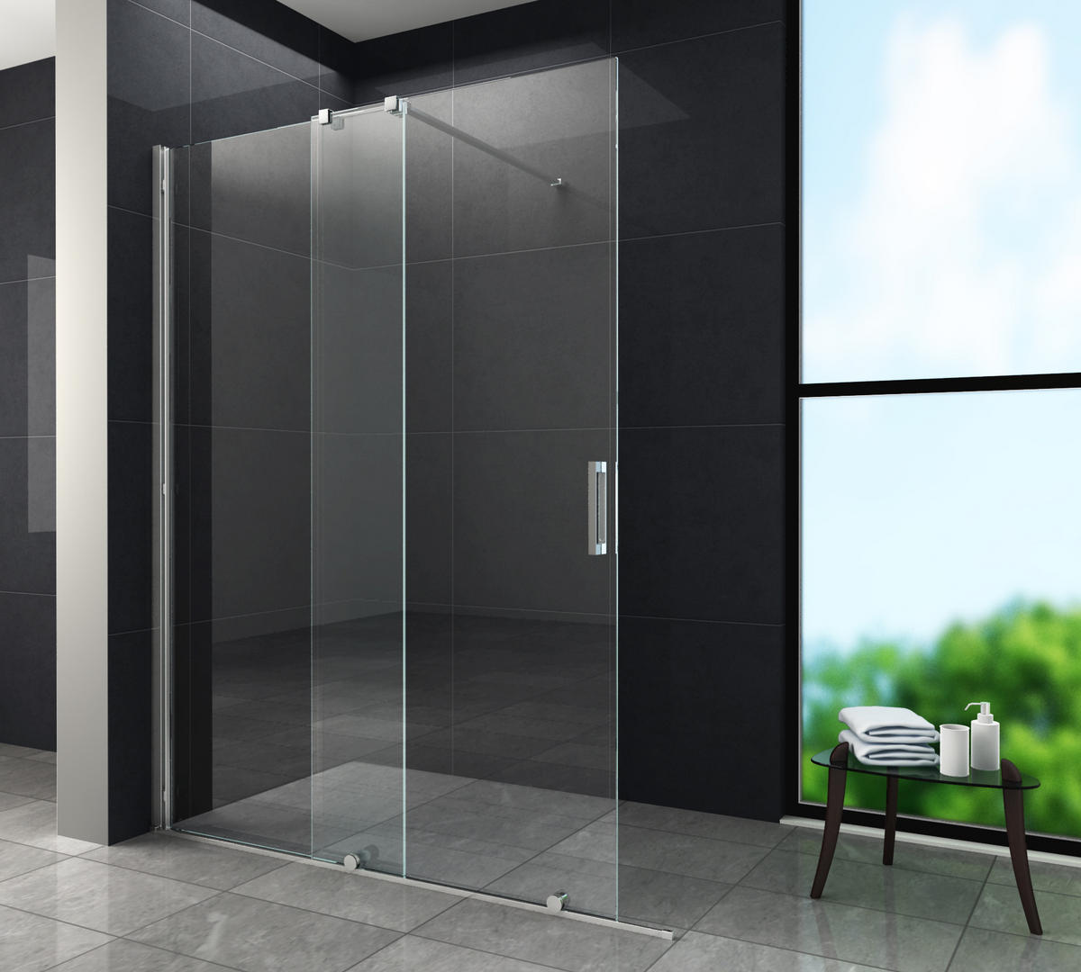 SCHIEBETÜR-DUSCHWAND TRAVERSO Klar 120 x 200 cm 8 mm ESG - Klar, Glas (120/200cm) - Glasdeals