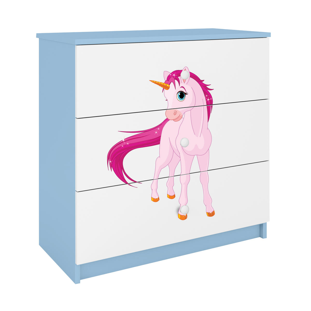 KOMMODE Babydreams Einhorn 81/81/41 - Blau, Holzwerkstoff (81/81/41cm) - RAUMHIRSCH FURNITURE
