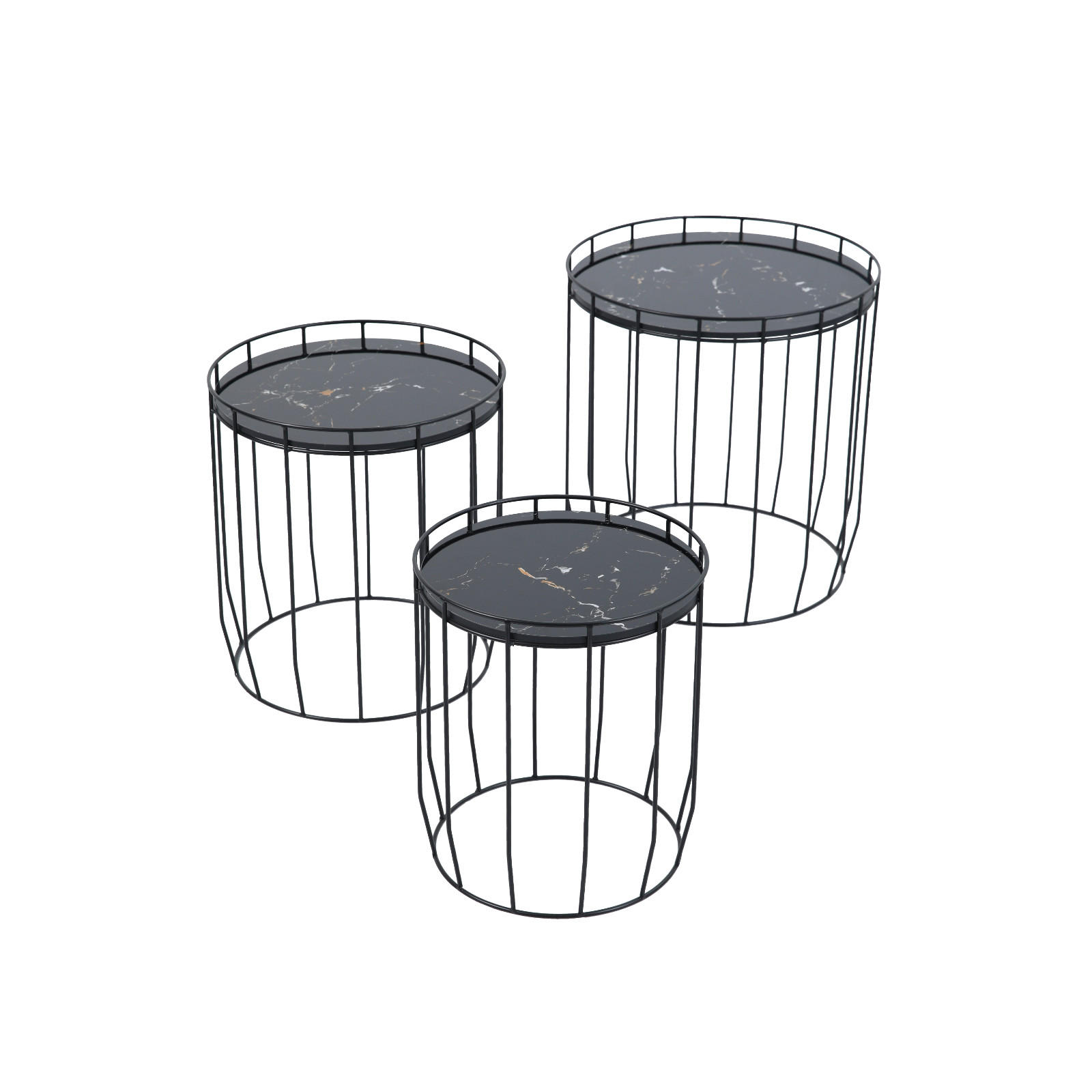 BEISTELLTISCH 3er Set PASI Schwarz - Schwarz, Kunststoff (40/40/43cm) - SVITA