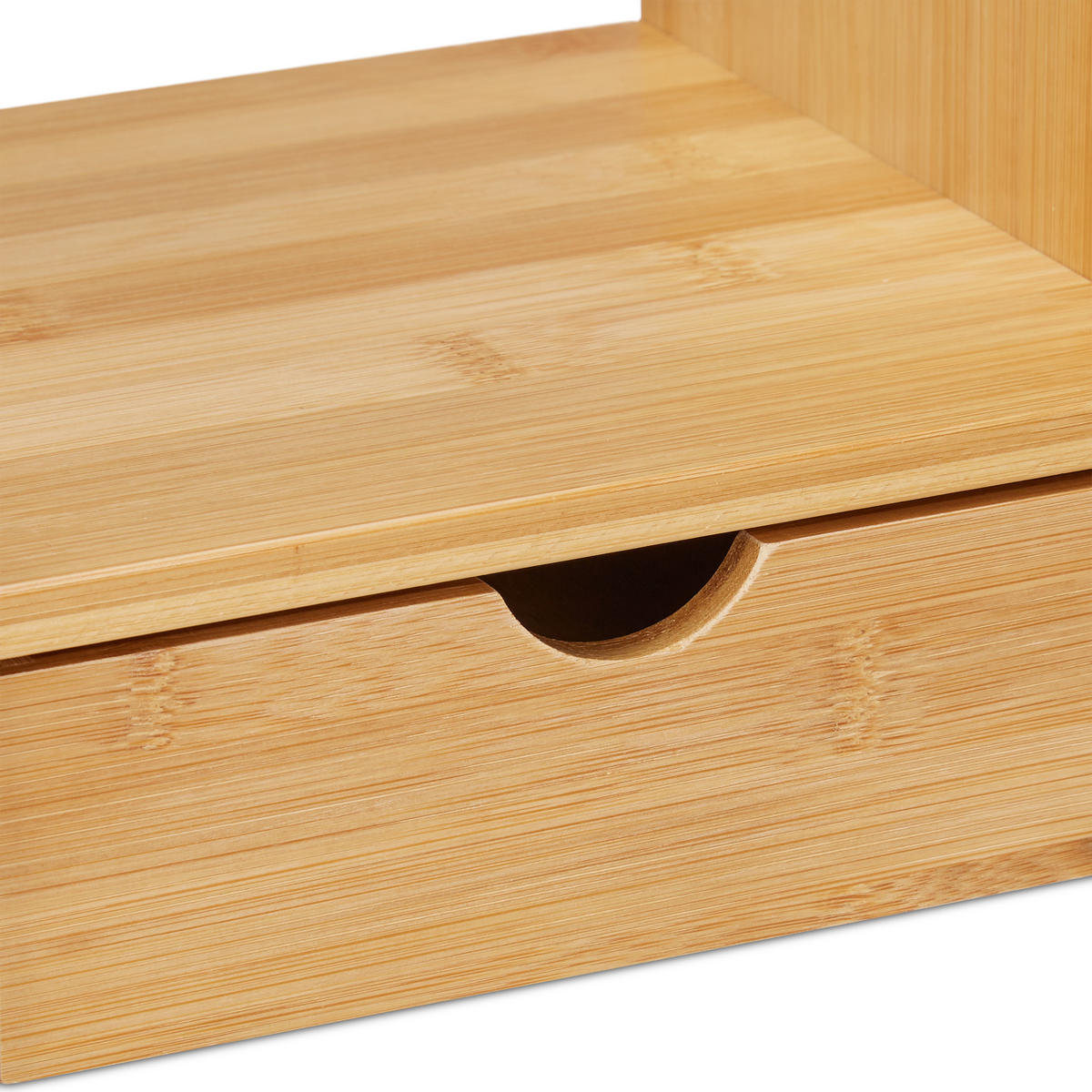MONITORSTÄNDER Natur Bambus mit Schublade 70 cm - Hellbraun, Holz (19/70/12cm) - Relaxdays