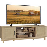 TV-LOWBOARD Eichefarben/Natur 135/39/45 cm, 2 Türen mit Rattangeflecht - Eichefarben, Naturmaterialien (135/45/39cm) - PANGIVO