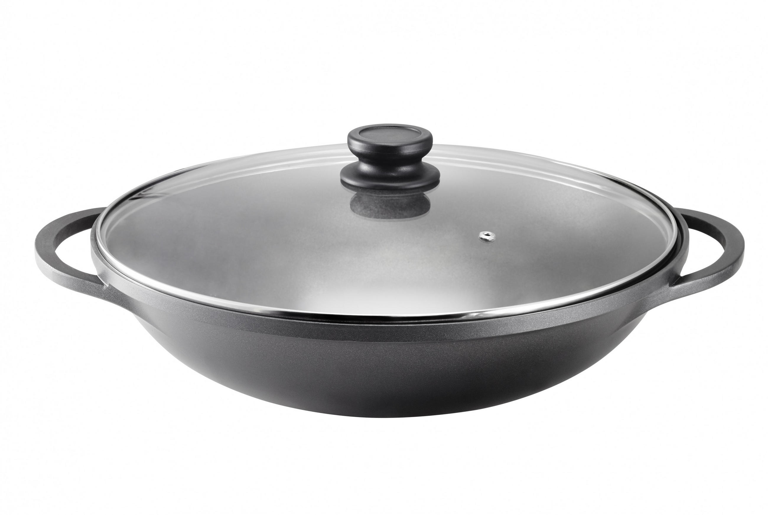 WOK Mai-Lu, Aluguss, Induktion, Antihaftbeschichtung, inkl. Zubehör, Ø 36 cm - Schwarz, Metall (36cm) - KOPF