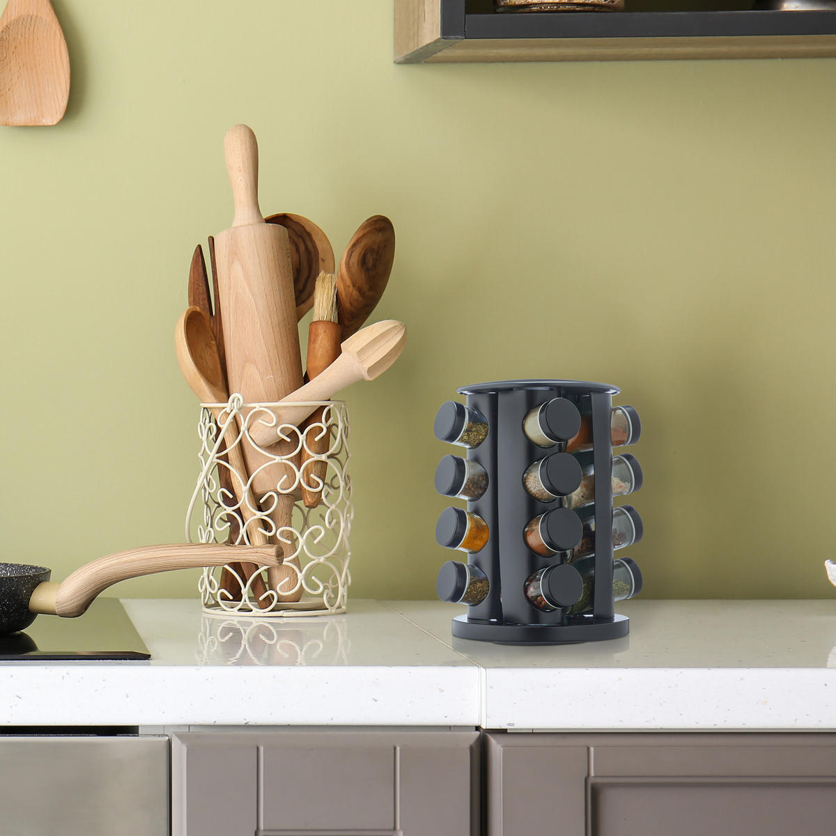 17-DIELNY stojan na korenie - viacfarebná, kov/sklo (19/27.5/19cm) - Relaxdays