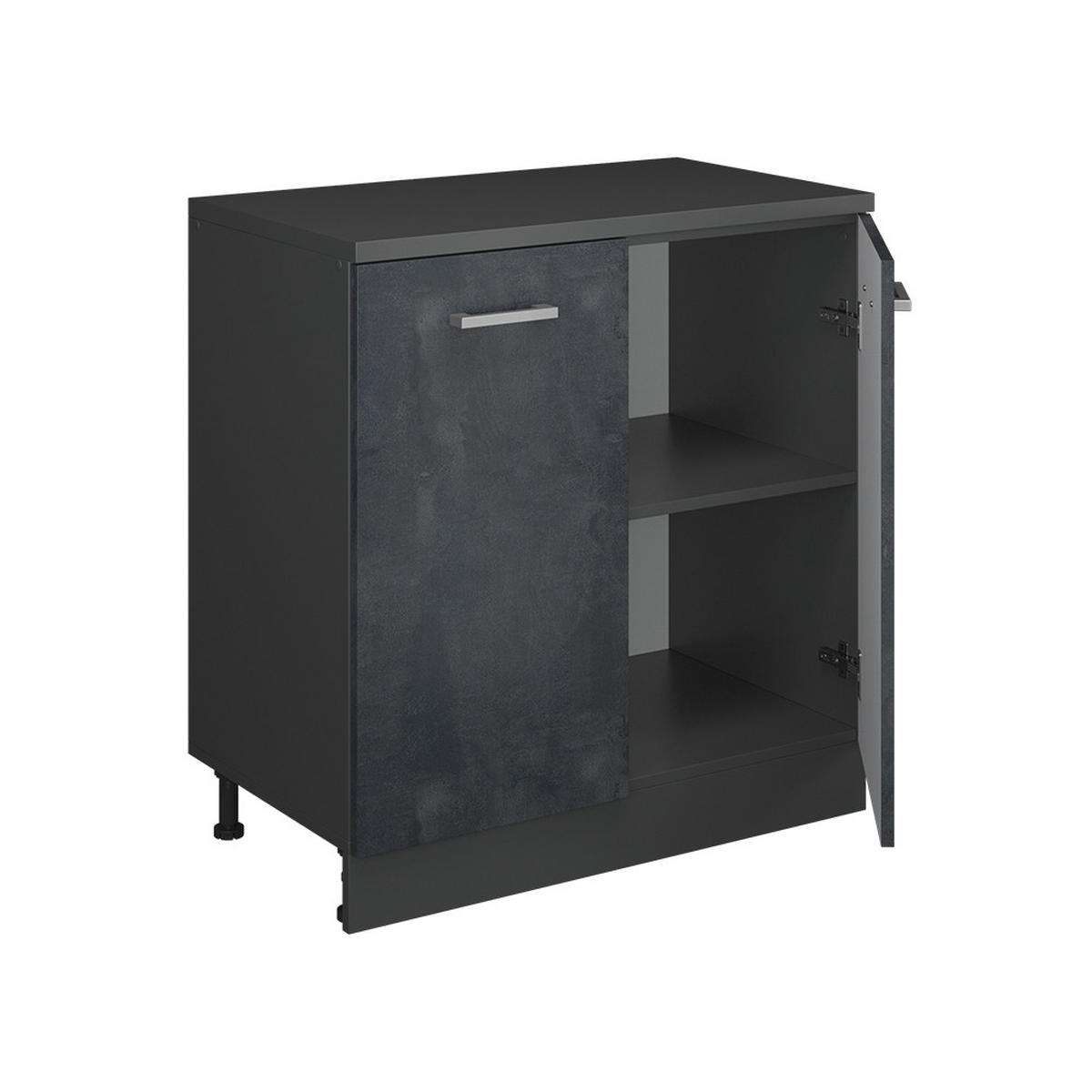 KUHINJSKI ORMAR ZA KOSINE KROVA R-Line, Crni Beton, 80 cm bez kosine s 2 vrata - crna/antracit, drvni materijal (80/83.8/46cm) - Vicco