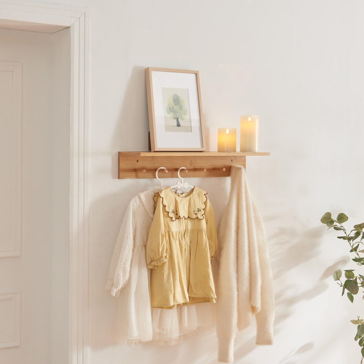 WANDGARDEROBE Fjord - Naturfarben, Holz (58.5/10/16.5cm) - [en.casa]