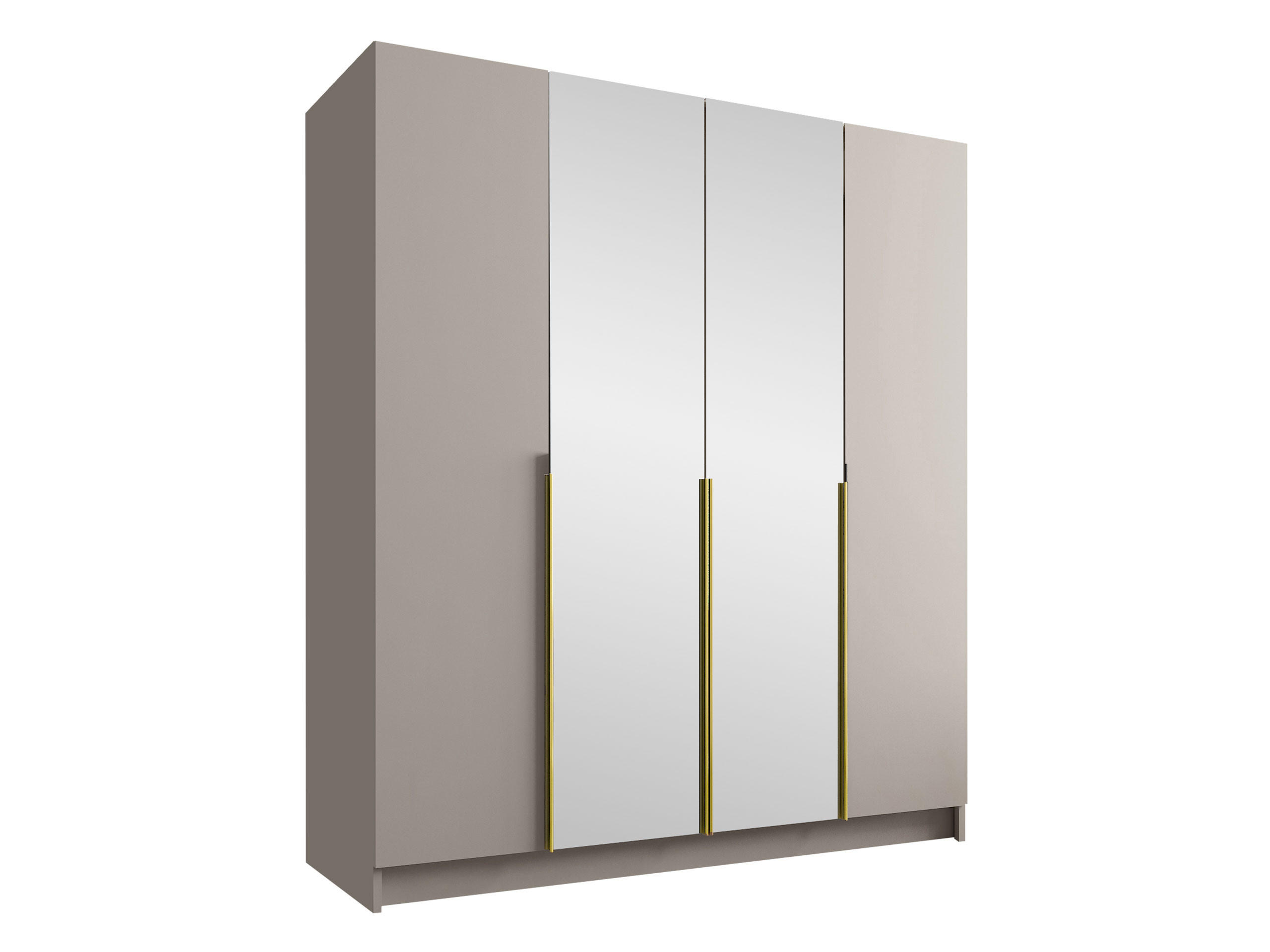 KLEIDERSCHRANK Santi II - Beige/Goldfarben, Holzwerkstoff/Metall (200/215/58cm) - MIRJAN24