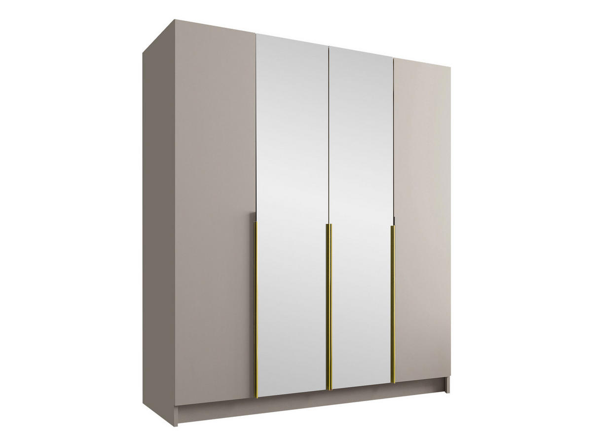 KLEIDERSCHRANK Santi II - Beige/Goldfarben, Holzwerkstoff/Metall (200/215/58cm) - MIRJAN24