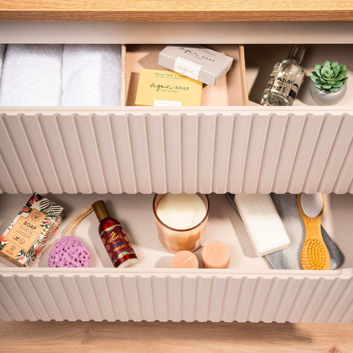 WASCHTISCHUNTERSCHRANK 80cm Riva Kaschmir - Beige, Holzwerkstoff (80/57/40cm) - Petits-meubles