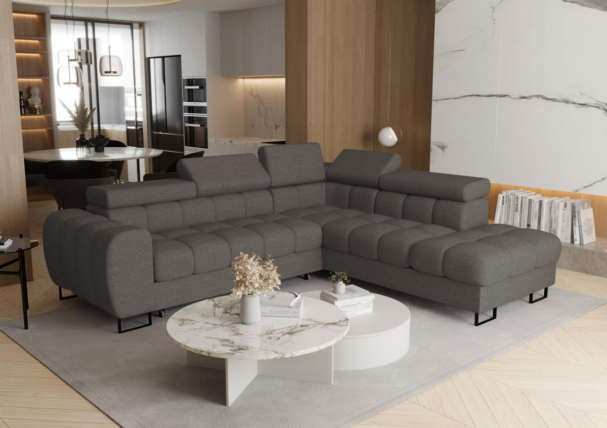 ECKSOFA Bastien Max Mit Schlaffunktion - Dunkelgrau, Holzwerkstoff/Textil (260/225cm) - Fun Möbel