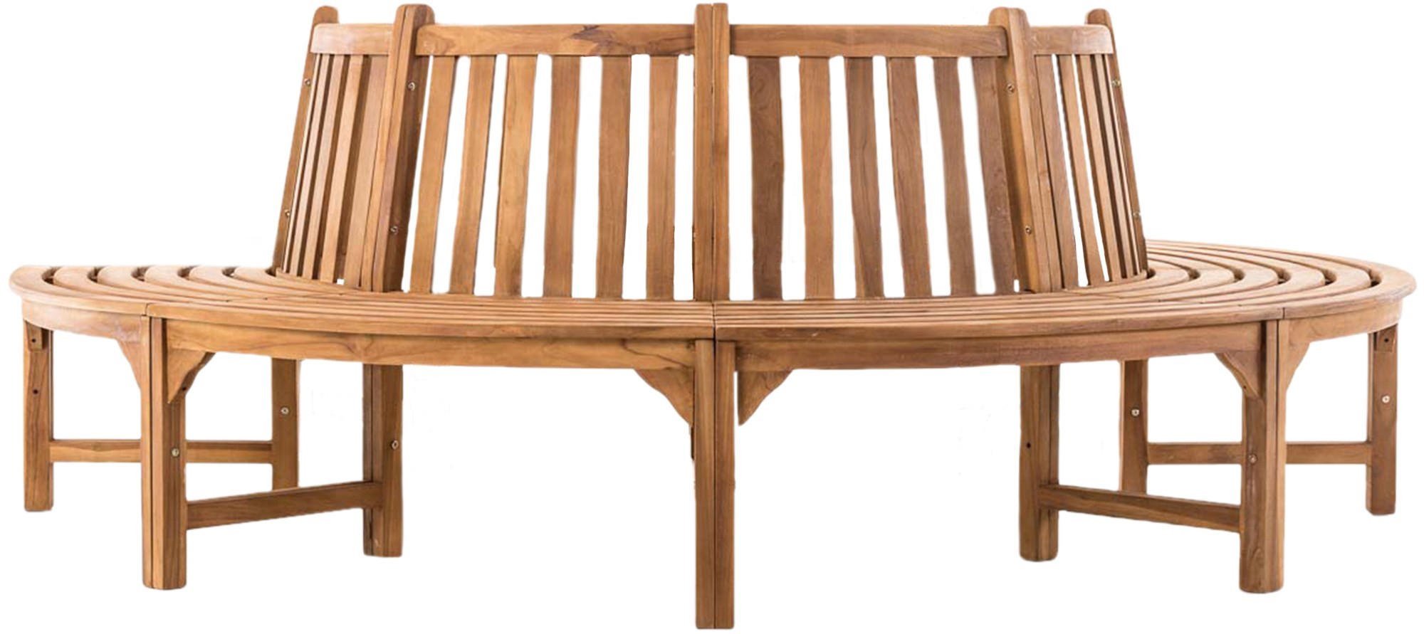 BAUMBANK Vegad Holz Teak 250x125x92cm Halbrunde Sitzbank - Teakfarben, Holz (250/92/125cm) - DELUKE