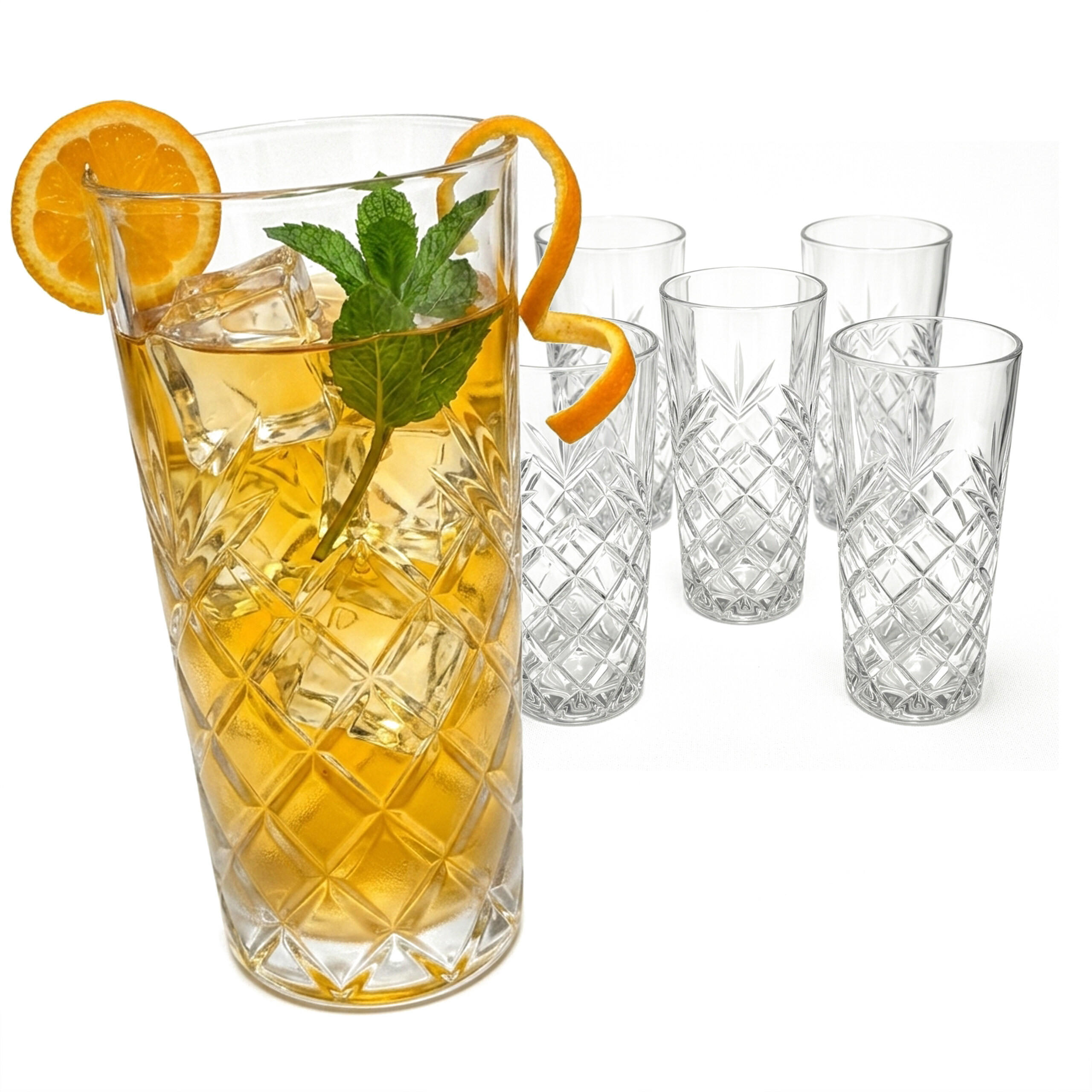 6XLONGDRINKGLÄSER - Transparent, Glas (0.3L) - Relaxdays