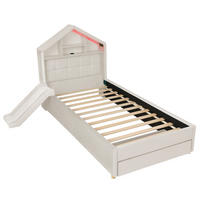 SPIELBETT 90/200 cm mit Rutsche und LED, DE-41740, in Beige - Beige, Holzwerkstoff (90/200cm) - ComfortXL