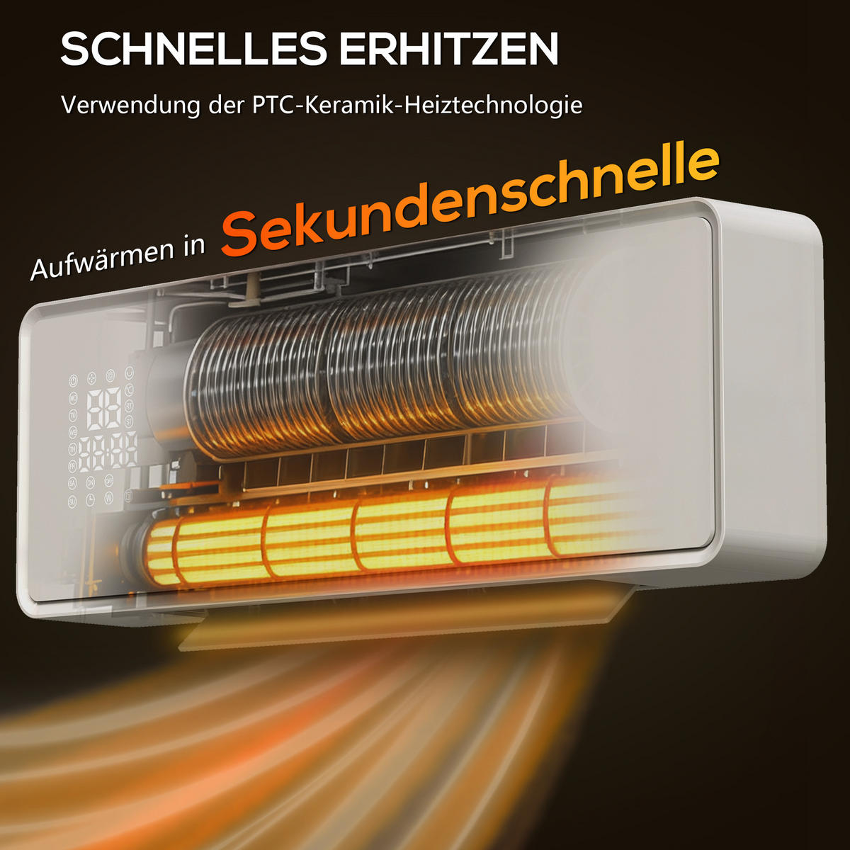 WANDHEIZGERÄT ABS PA Weiß - Weiß, Kunststoff (18.7/12.3/54cm) - HOMCOM