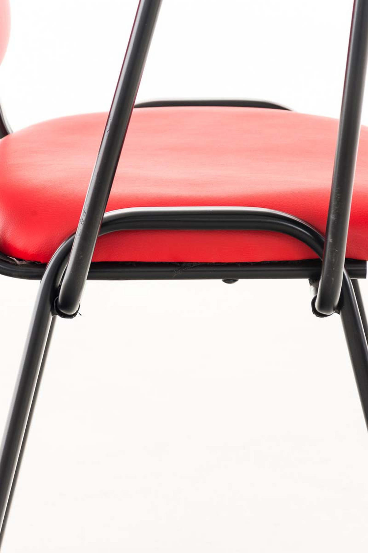 BESUCHERSTUHL Keen mit Klapptisch, Kunstleder mit Gestell Schwarz / Bezug Rot - Rot/Schwarz, Textil/Metall (53/81/53cm) - TPFLiving