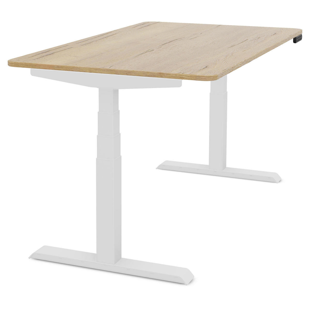 SCHREIBTISCH Elektrisch Höhenverstellbarer Familien Schreibtisch Pitino Curved Eiche Natura Signalweiß 120/70/52.5-121cm - Weiß/Eiche Artisan, Holzwerkstoff/Metall (70/120/121cm) - ASSMANN