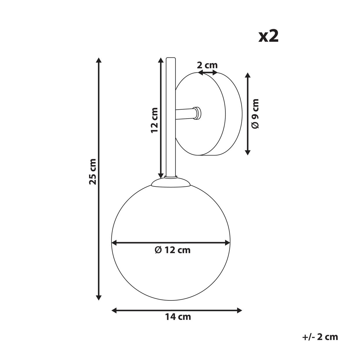 WANDLAMPE Gold Anadyr - Beige/Goldfarben, Glas (14/25/14cm) - Beliani