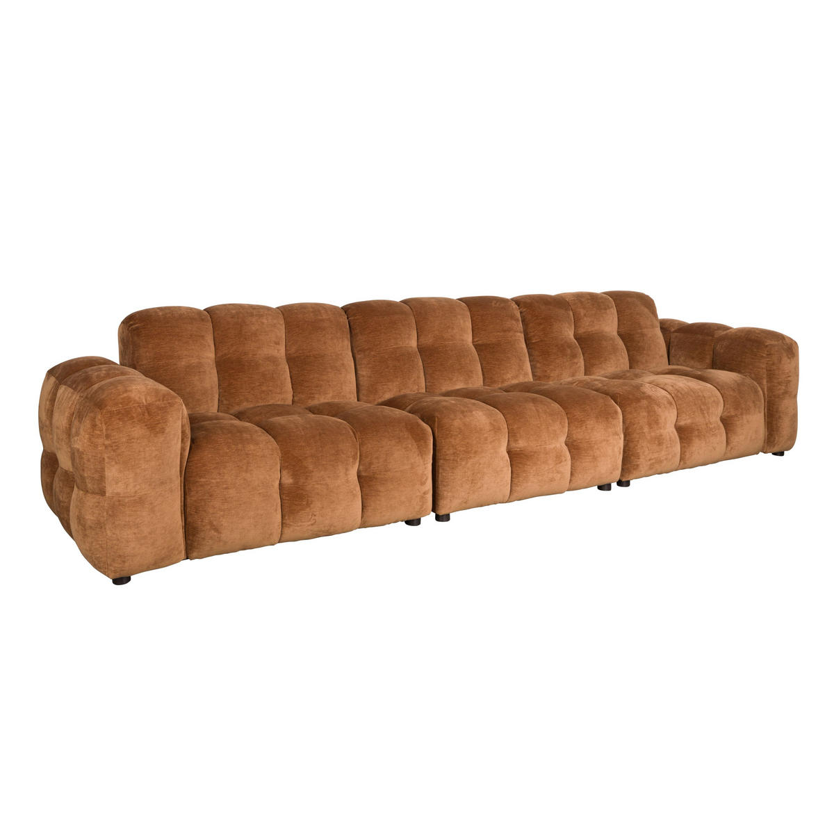 SOFA 4,5-SITZER Hackman Samt Cognac/ Braun - Cognac/Braun, Kunststoff (364/84/102cm) - Dutchbone