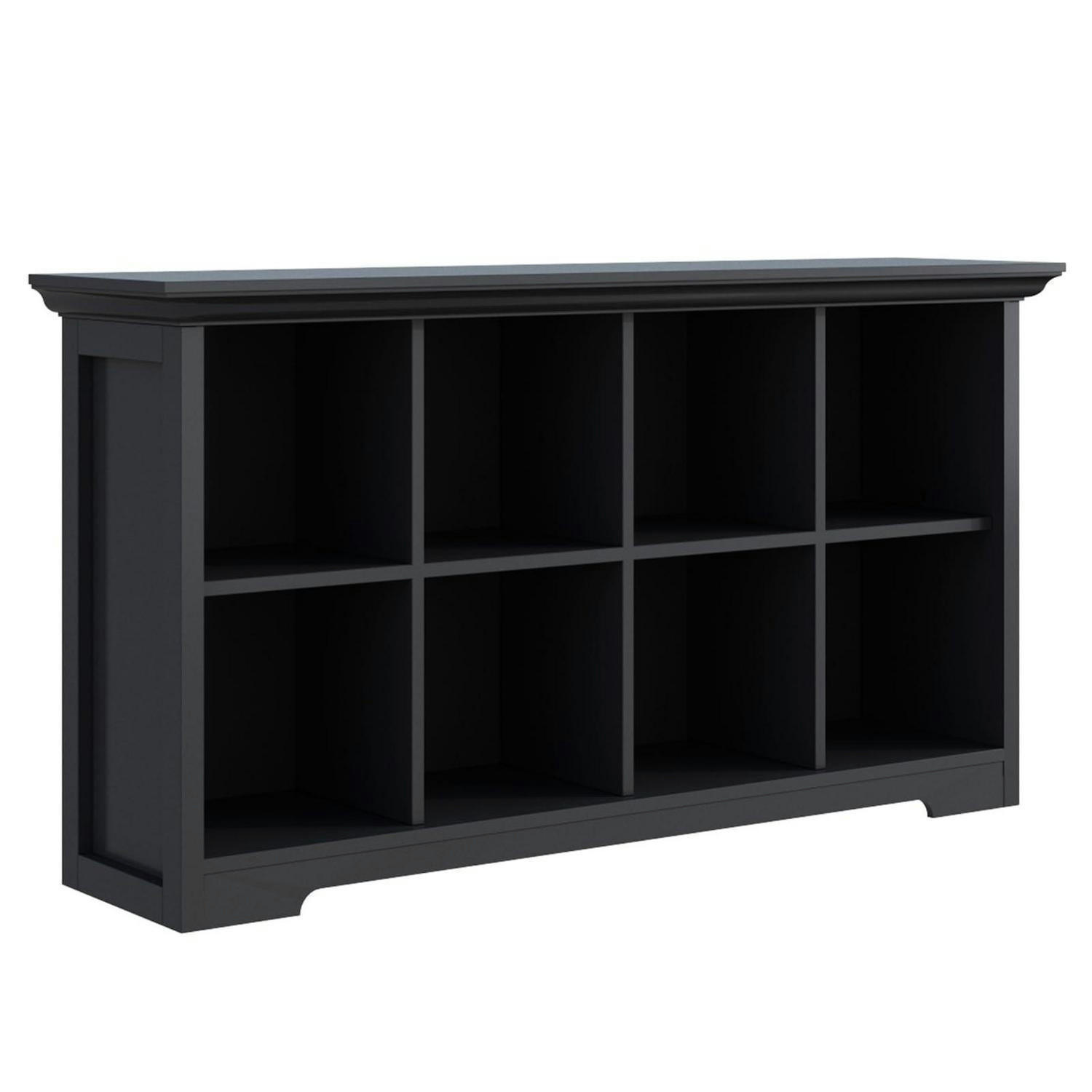 BÜCHERREGAL mit Sockel 8 Fächer Schwarz 127 x 70 cm - Schwarz, Holzwerkstoff (127/70/34cm)