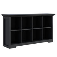 BÜCHERREGAL mit Sockel 8 Fächer Schwarz 127 x 70 cm - Schwarz, Holzwerkstoff (127/70/34cm)