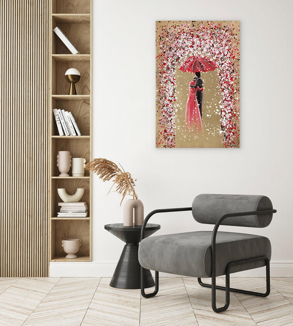 ACRYLBILD HANDGEMALT 60/90 cm - Rot/Goldfarben, Holz/Textil (60/90cm) - KUNSTLOFT