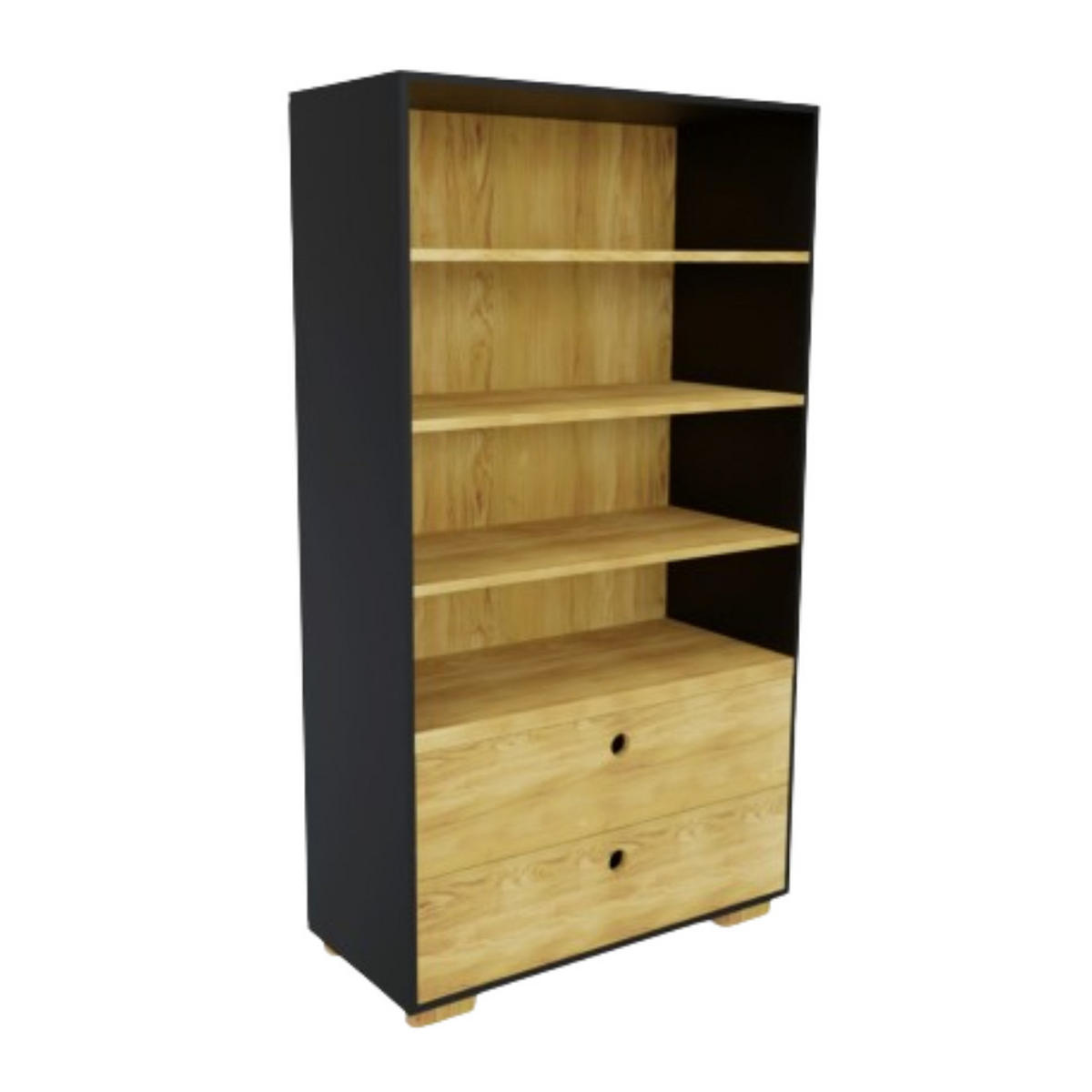 HOLZBÜCHERREGAL mit Schubladen und Regalböden für das Wohnzimmer CARLA - Eichefarben, Holz (100/180/45cm) - Rawood Furniture