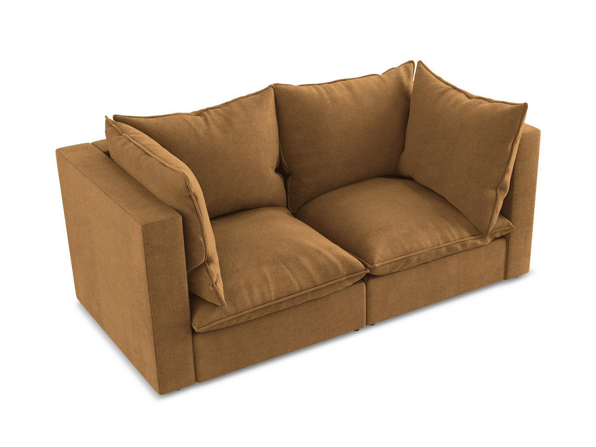 2-SITZER SOFA Strukturstoff Orange - Terra cotta/Schwarz, Holzwerkstoff/Kunststoff (180/77/90cm) - Makamii