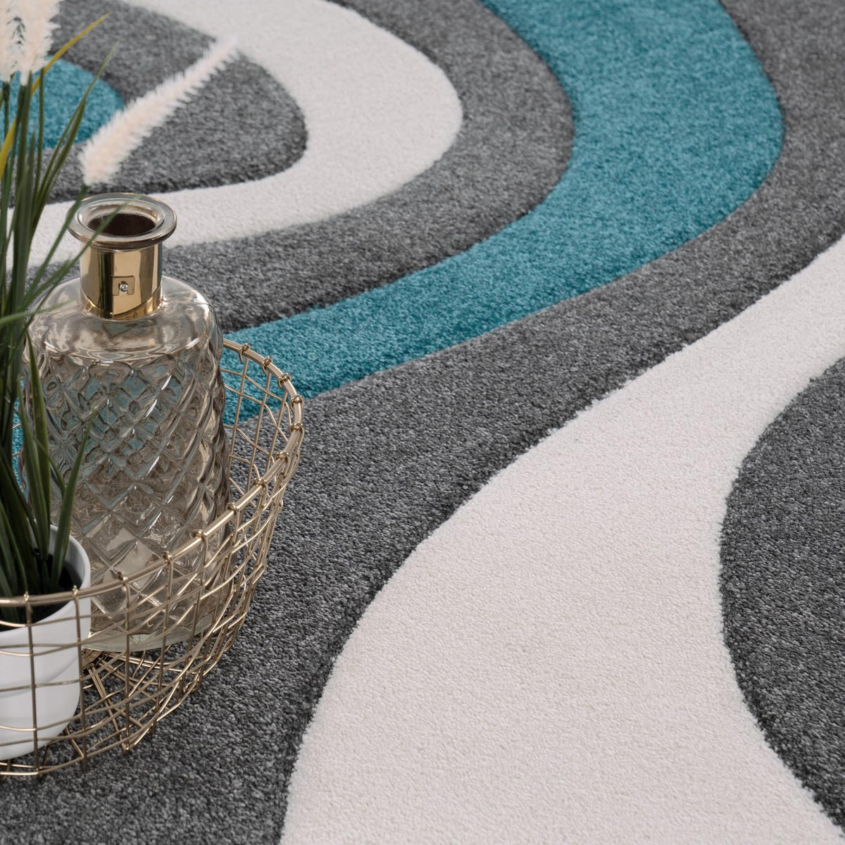 KURZFLORTEPPICH 60/110 cm Diamond 760 - Türkis, Kunststoff (60/110cm) - Paco Home