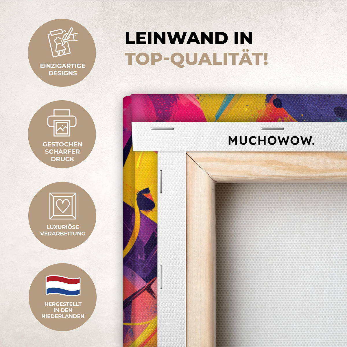 LEINWANDBILD Abstrakt - Formen - Farbenfroh Gemälde 60x40 cm - Magenta, Textil (60/40cm) - MuchoWow