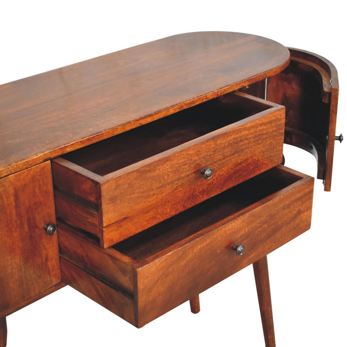 KONSOLENTISCH IN KASTANIENFARBE, 2 SCHUBLADEN, 2 SEITENSCHRÄNKE, BRAUN - Braun, Holz (110/35/91cm) - Artisan Furniture