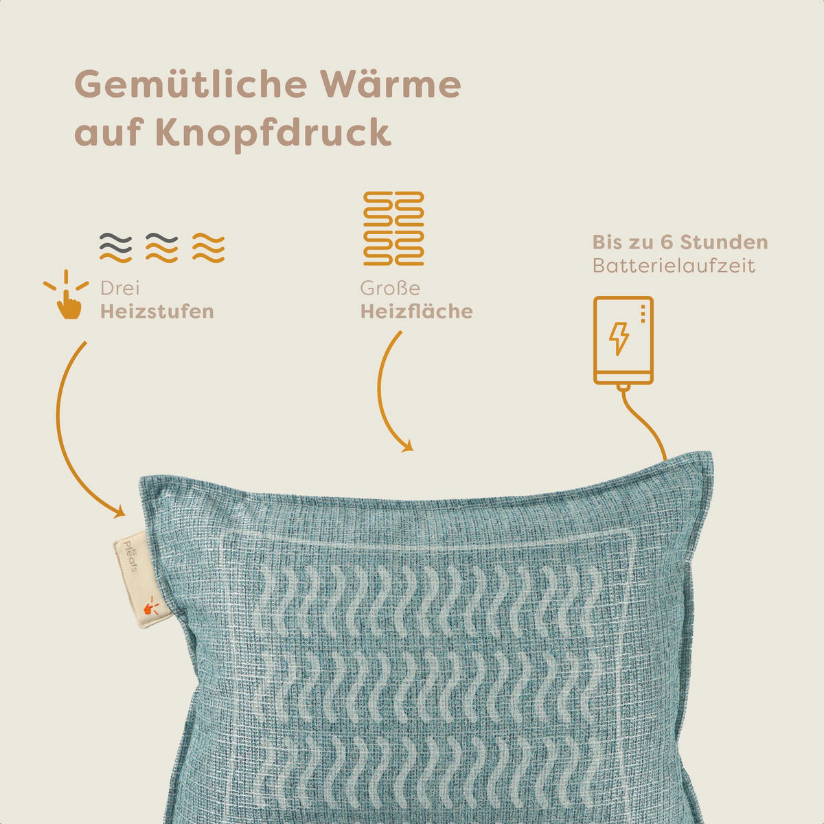 HEIZKISSEN Nomad 45x60cm Sirocco - Grau, Textil (45/60cm) - Pleafs