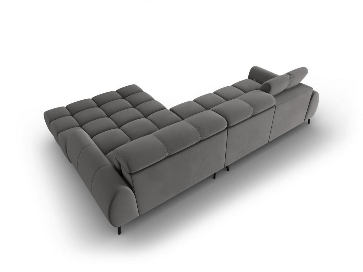 ELEKTRISCHES-ECKSOFA rechts Alyse aus Samt hellgrau 5 Sitzplätze - Hellgrau, Textil (188/295cm) - Micadoni