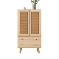 KOMODA 60/40/120 cm s 2 dvierkami a 2 zásuvkami, ratanovým dekorom a veľkým úložným priestorom, Dub - farba duba, kompozitné drevo (60/120/40cm) - Redom