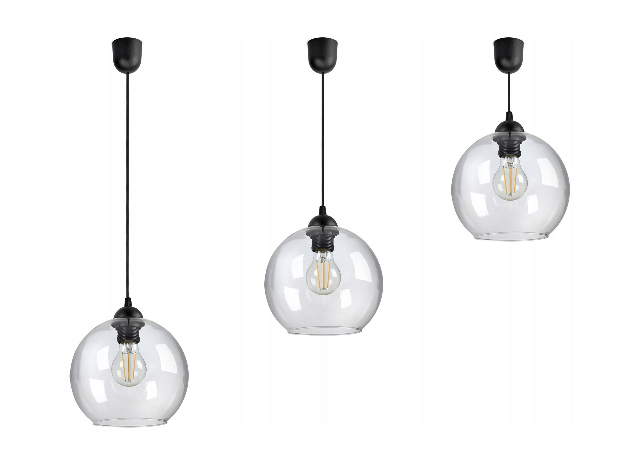 PENDELLEUCHTE HAGEN - Transparent/Schwarz, Glas/Metall (20/20/80cm) - kiki design