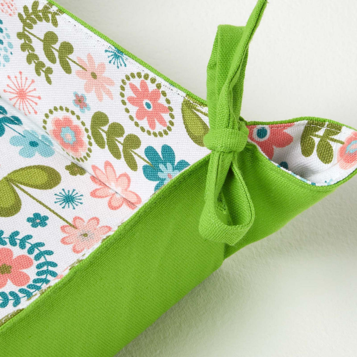 BROTKORB Retro-Blumen – faltbar mit Wende-Design - Limette, Textil (22/7/22cm) - Homescapes